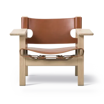 Butaca The Spanish Chair - Cuero cognac - roble claro aceitado - Fredericia Furniture