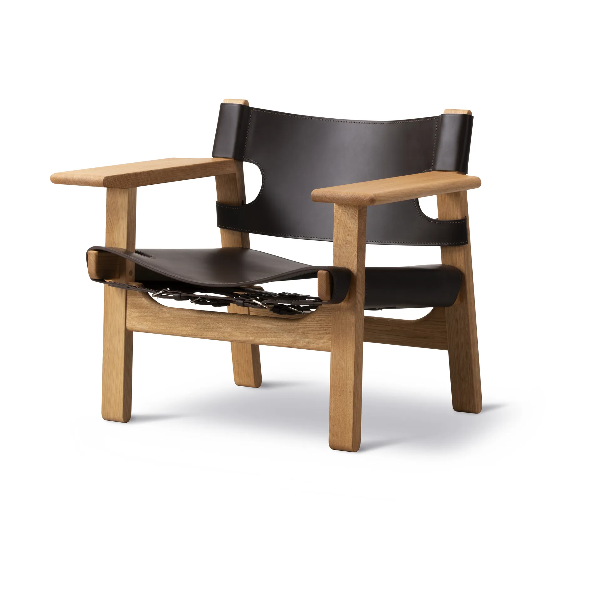 Butaca The Spanish Chair, Cuero marrón oscuro-roble aceitado Fredericia Furniture