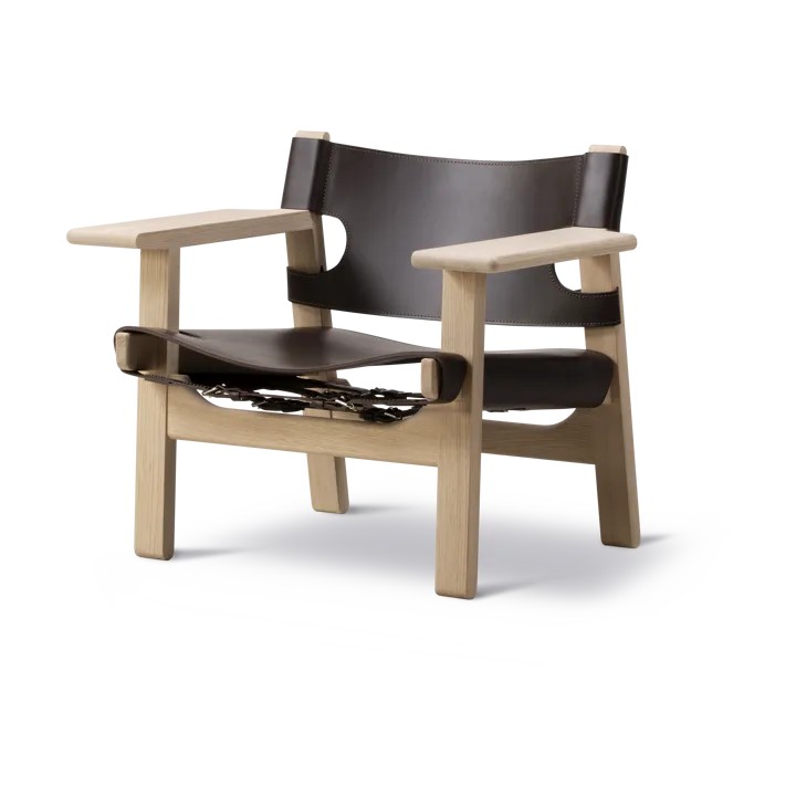 Butaca The Spanish Chair - Cuero marrón oscuro-roble enjabonado - Fredericia Furniture