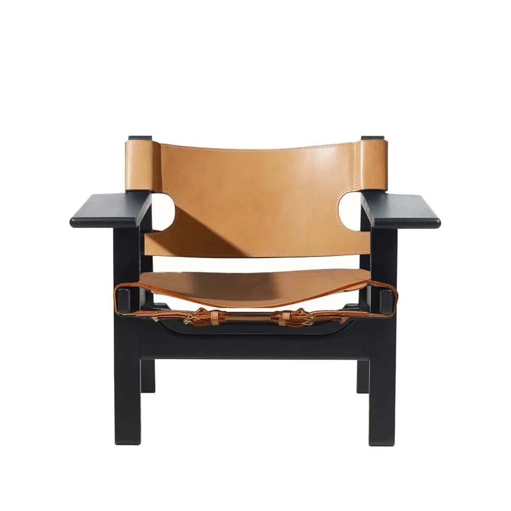 Butaca The Spanish Chair, Cuero natural - roble lacado en negro Fredericia Furniture