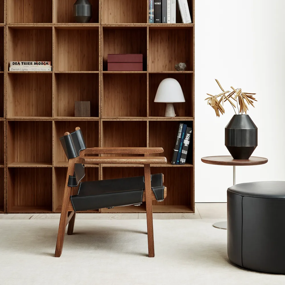 Butaca The Spanish Chair, Cuero negro - roble ahumado Fredericia Furniture