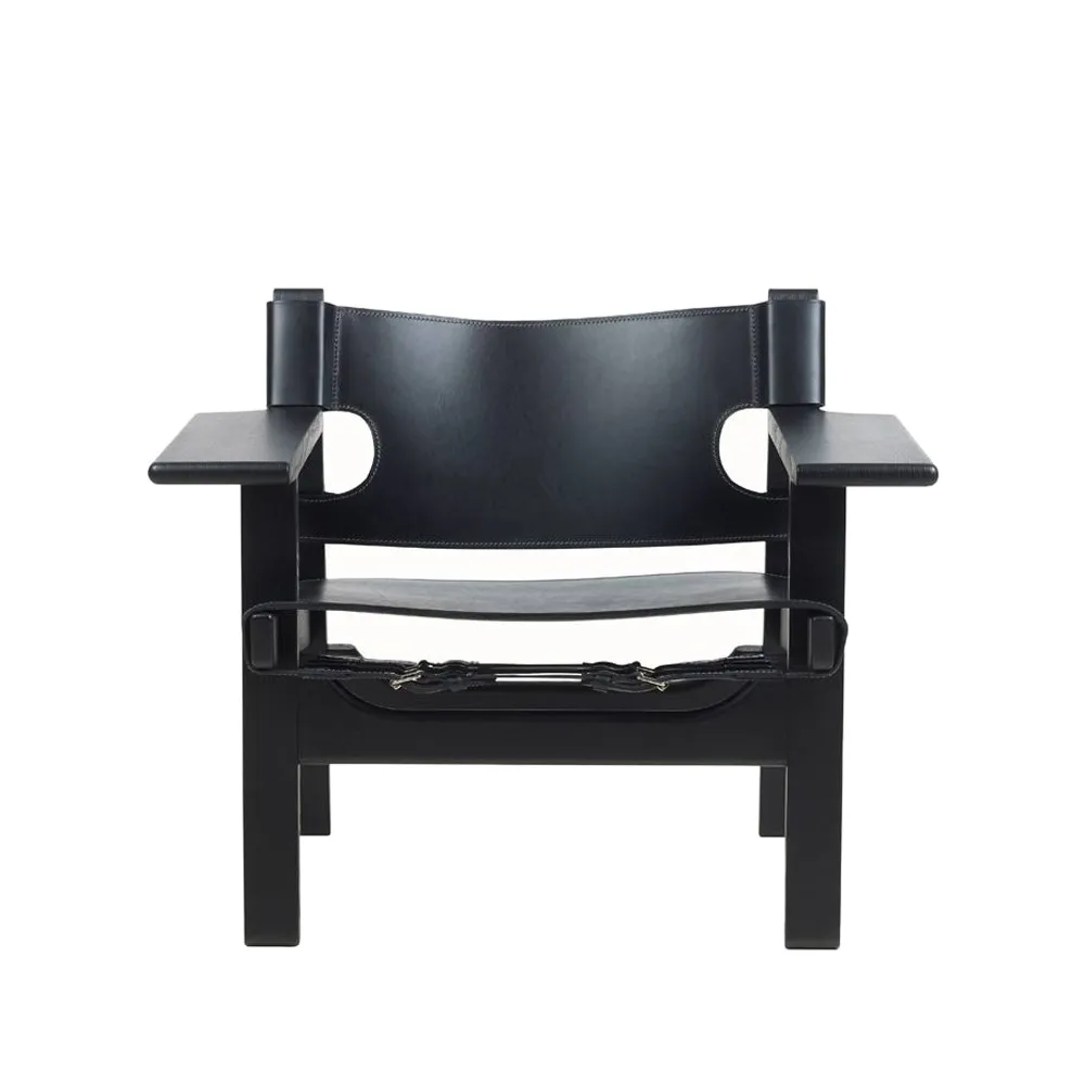Butaca The Spanish Chair, Cuero negro - roble lacado negro Fredericia Furniture