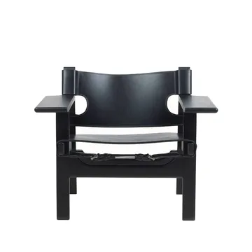 Butaca The Spanish Chair - Cuero negro - roble lacado negro - Fredericia Furniture