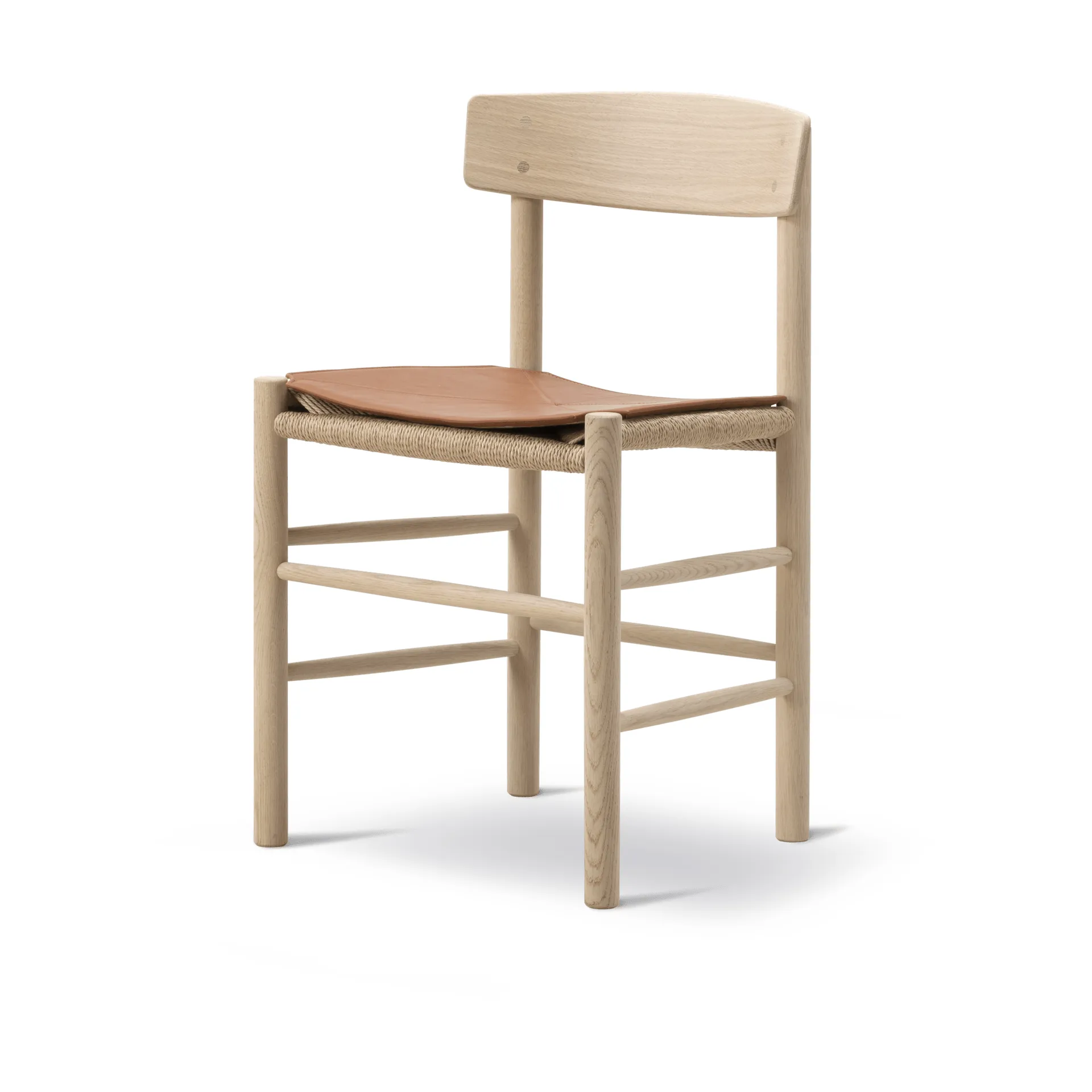Cojín de asiento de cuero para silla J39, Cuero Cera 905 Russet Brown Fredericia Furniture