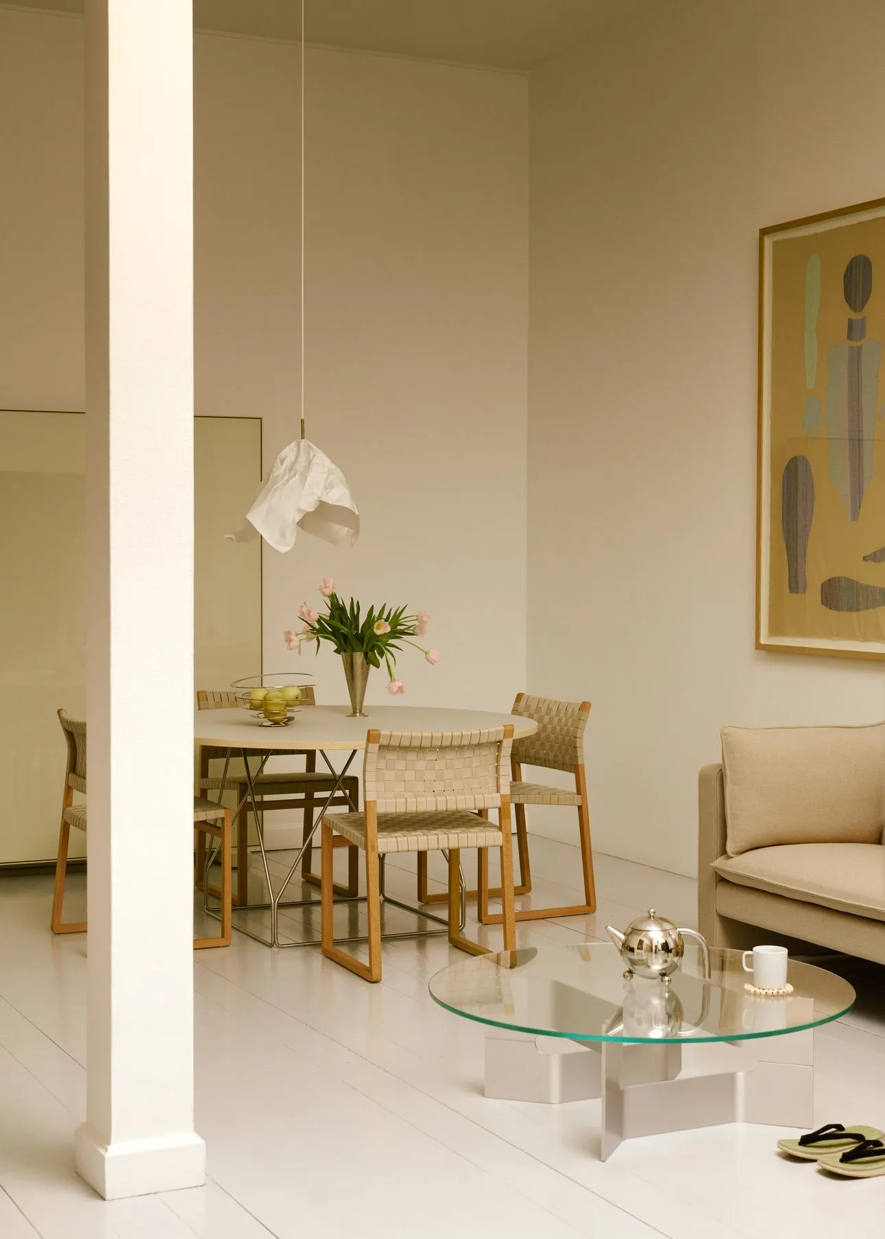 Mesa de centro JG Ø98 cm, Aluminio cepillado con acabado de vidrio Fredericia Furniture