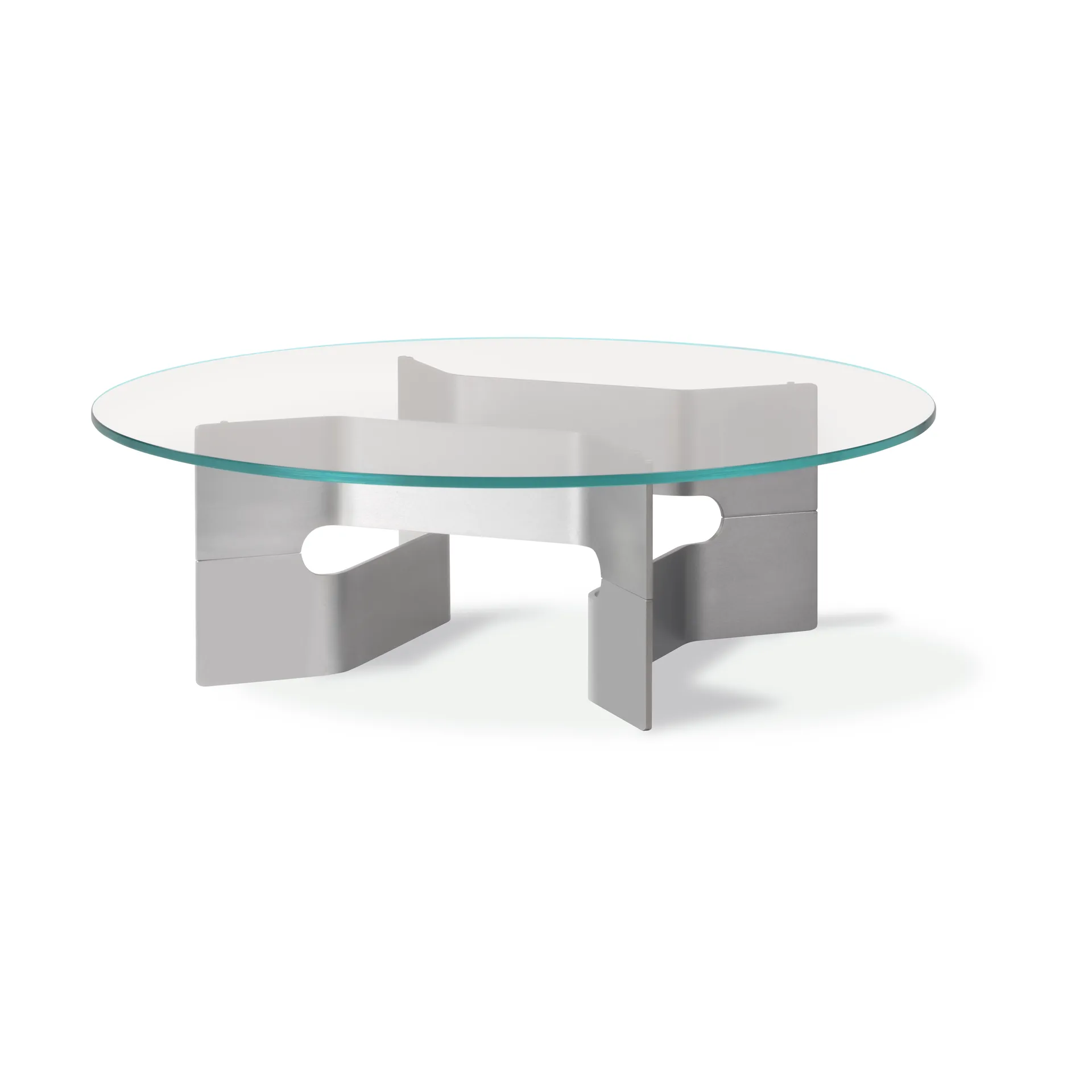 Mesa de centro JG Ø98 cm, Aluminio cepillado con acabado de vidrio Fredericia Furniture
