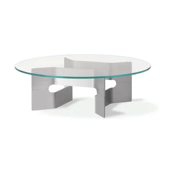 Mesa de centro JG Ø98 cm - Aluminio cepillado con acabado de vidrio - Fredericia Furniture