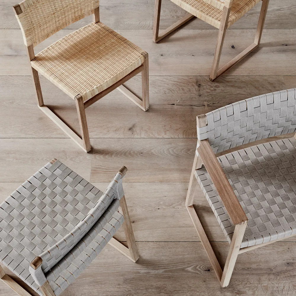 Silla BM61, Estructura de ratán barnizada Fredericia Furniture