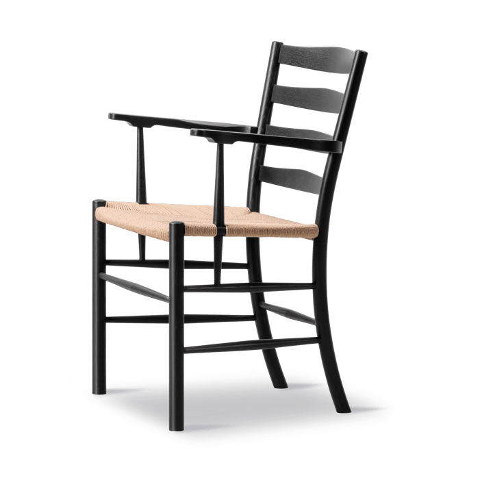 Silla con reposabrazos Klint - Trenzado natural - roble pintado negro - Fredericia Furniture