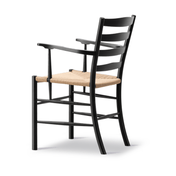 Silla con reposabrazos Klint - Trenzado natural - roble pintado negro - Fredericia Furniture