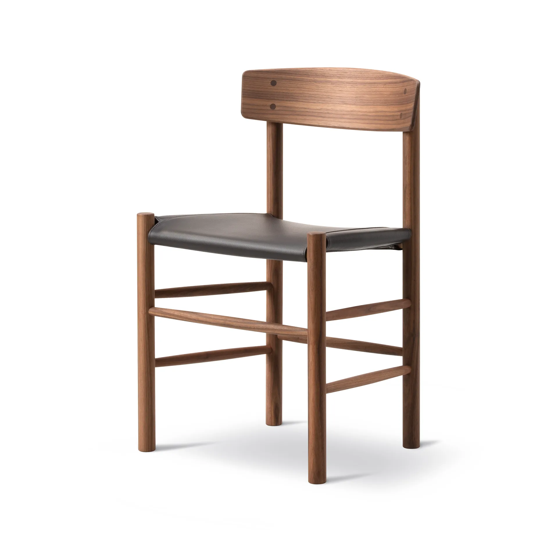 Silla J39, Aceite nogal-cuero Omni 377 marrón oscuro Fredericia Furniture