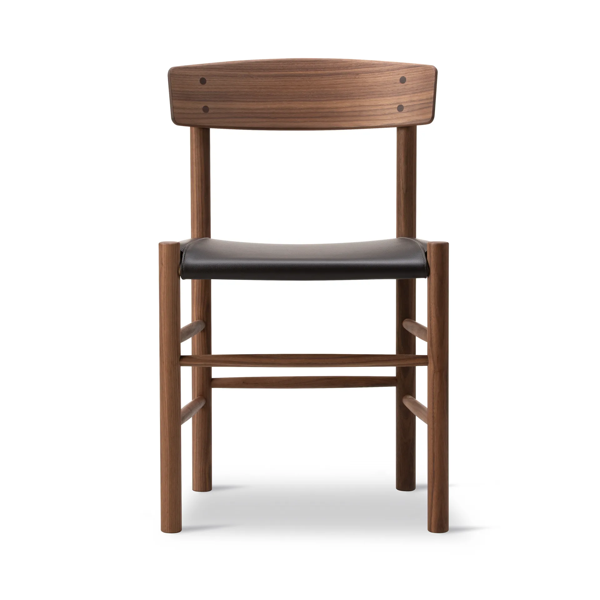 Silla J39, Aceite nogal-cuero Omni 377 marrón oscuro Fredericia Furniture