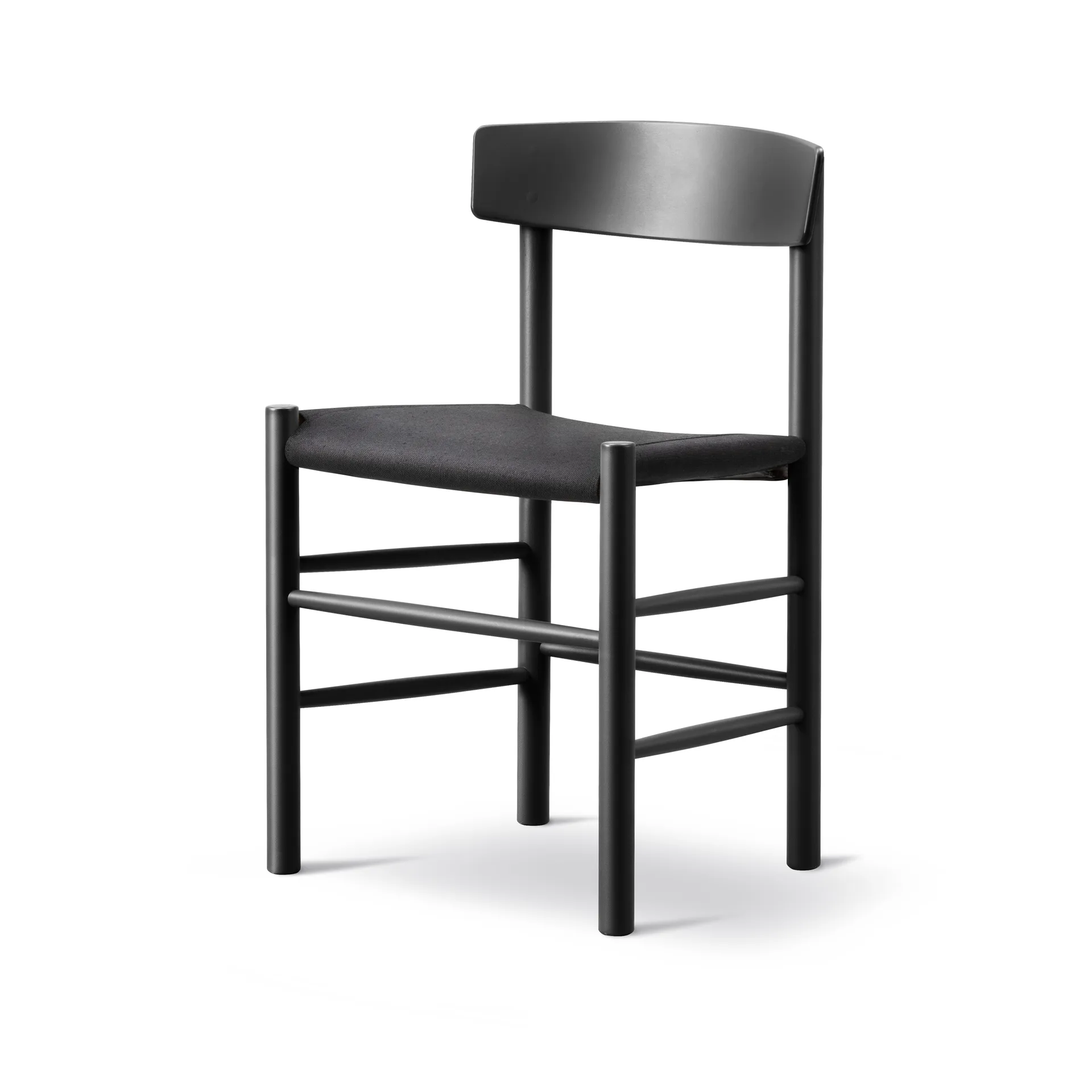 Silla J39, Haya lacada en negro-black canvas Fredericia Furniture