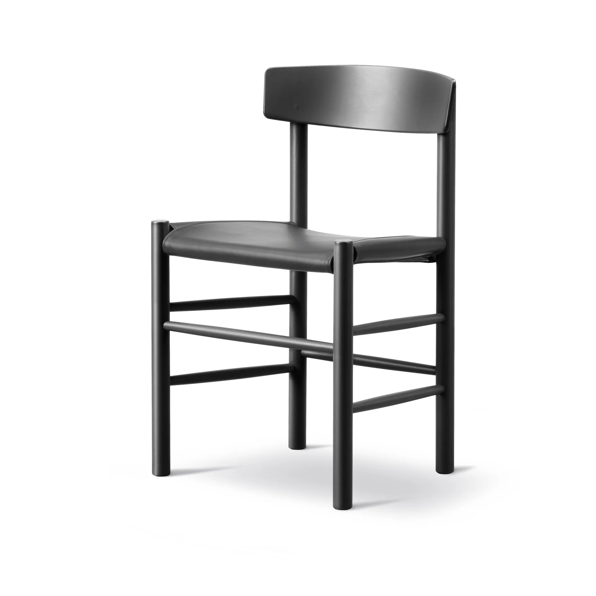 Silla J39, Haya lacada en negro - cuero Omni 301 negro Fredericia Furniture