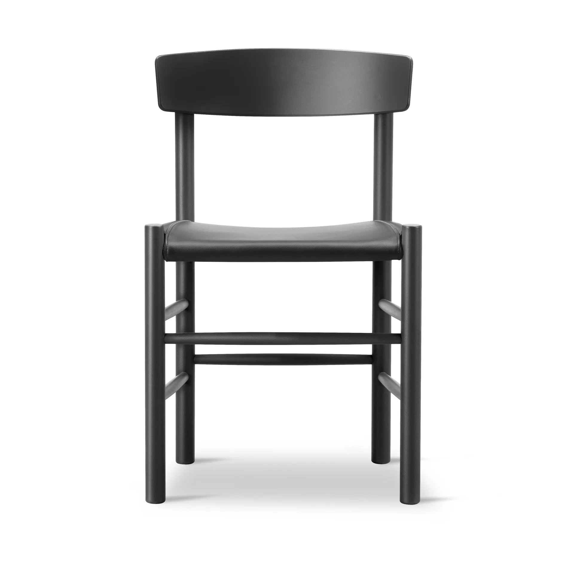 Silla J39, Haya lacada en negro - cuero Omni 301 negro Fredericia Furniture
