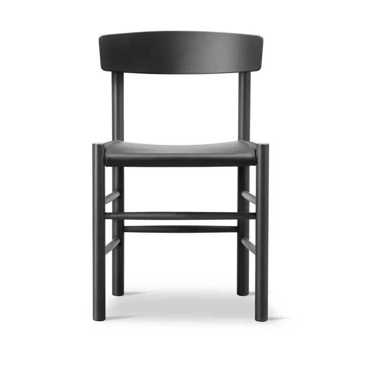 Silla J39 - Haya lacada en negro - cuero Omni 301 negro - Fredericia Furniture