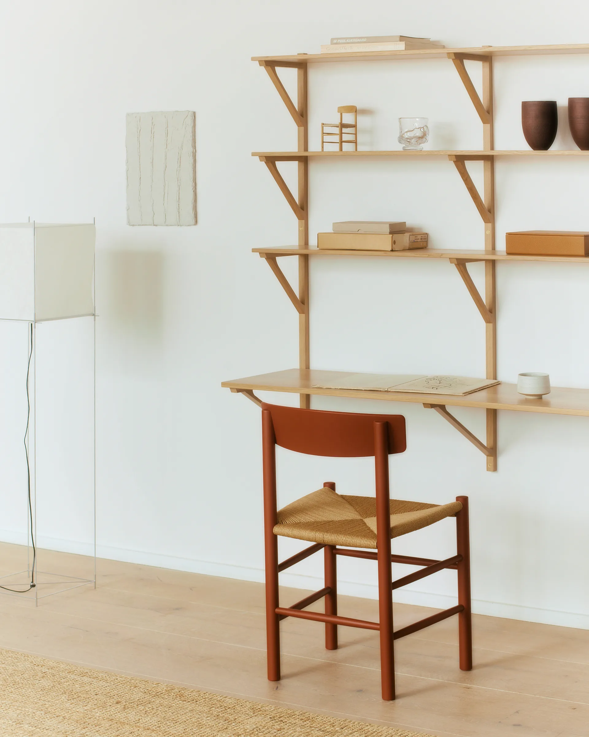 Silla J39, Herritage red-trenzado natural Fredericia Furniture