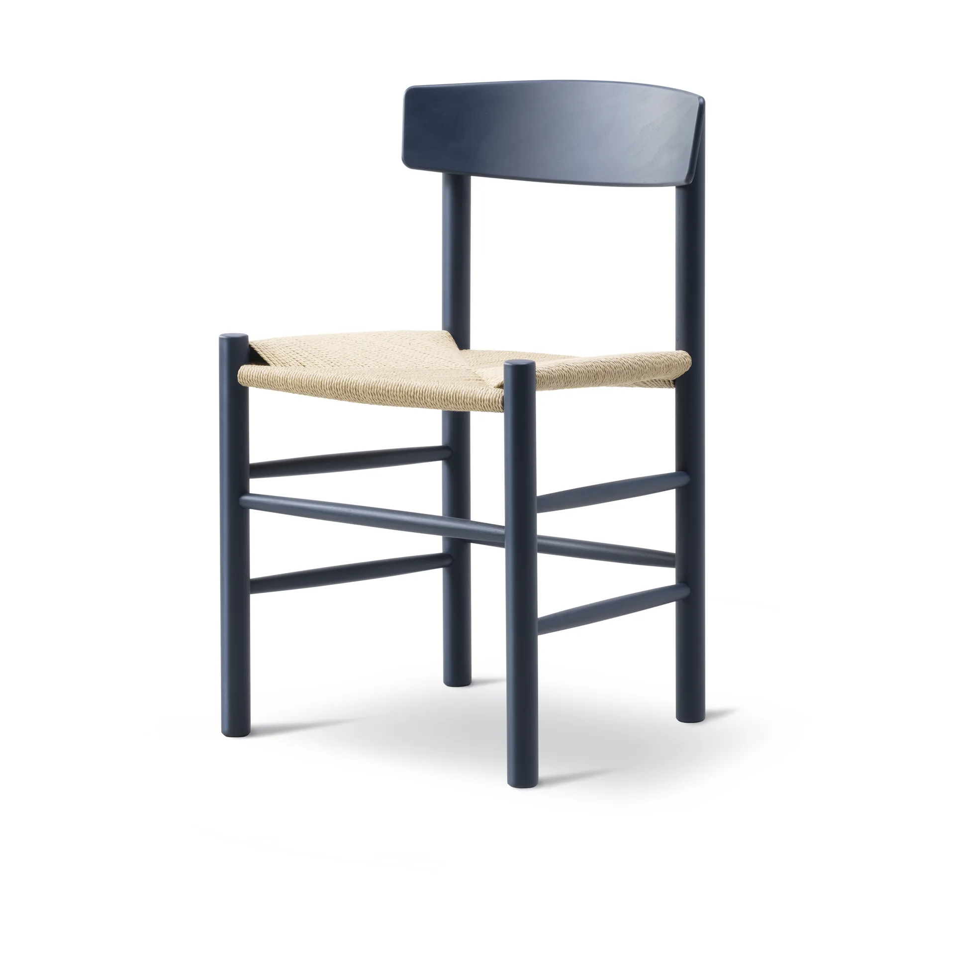 Silla J39, Indigo blue-trenzado natural Fredericia Furniture
