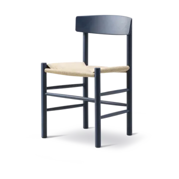 Silla J39 - Indigo blue-trenzado natural - Fredericia Furniture