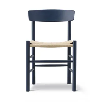 Silla J39 - Indigo blue-trenzado natural - Fredericia Furniture