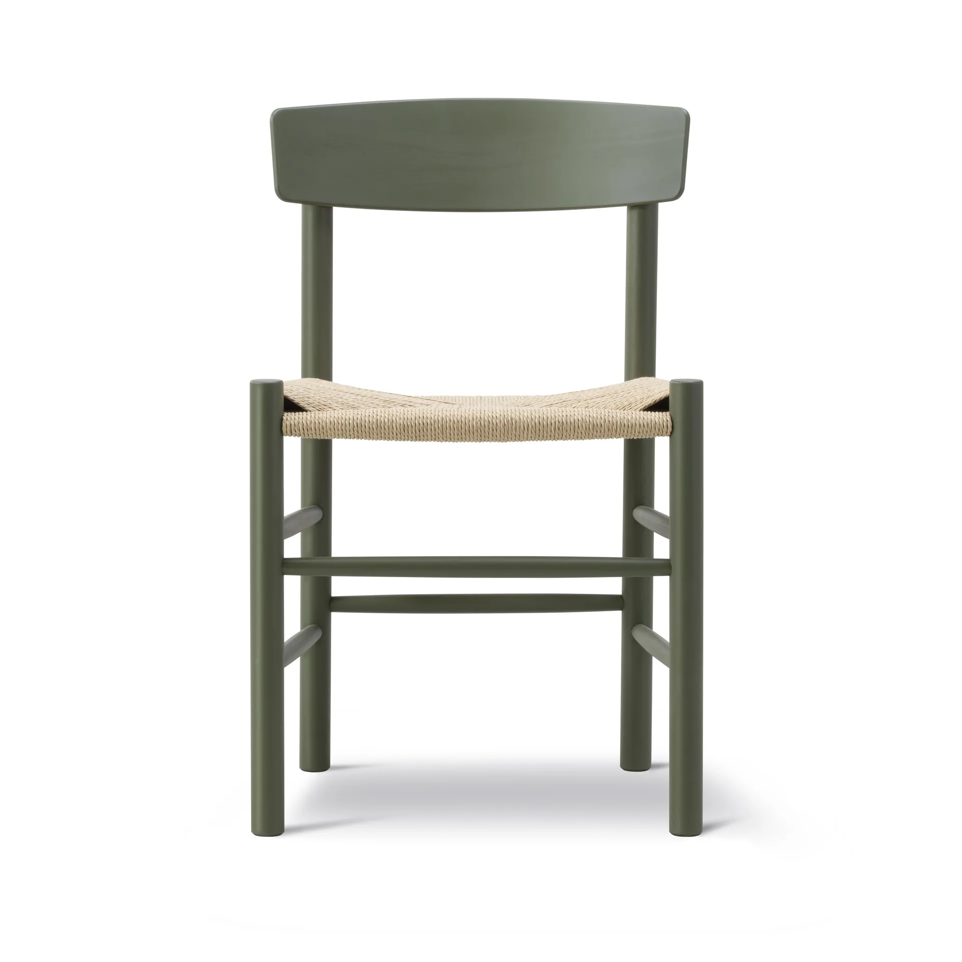 Silla J39, Khaki green-trenzado natural Fredericia Furniture