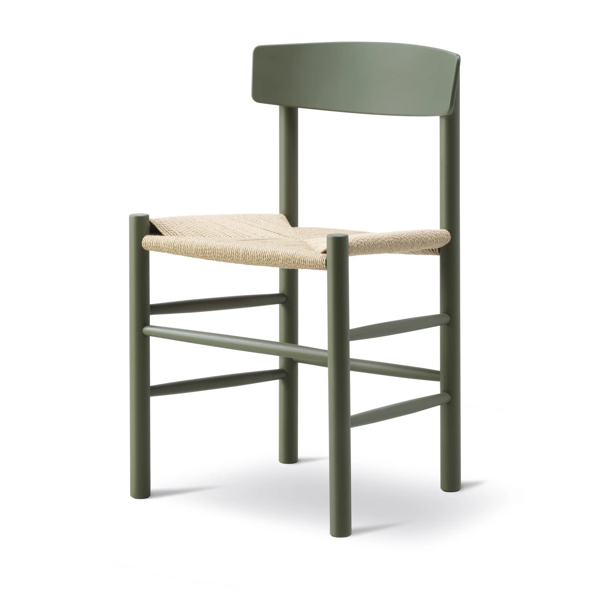 Silla J39, Khaki green-trenzado natural Fredericia Furniture