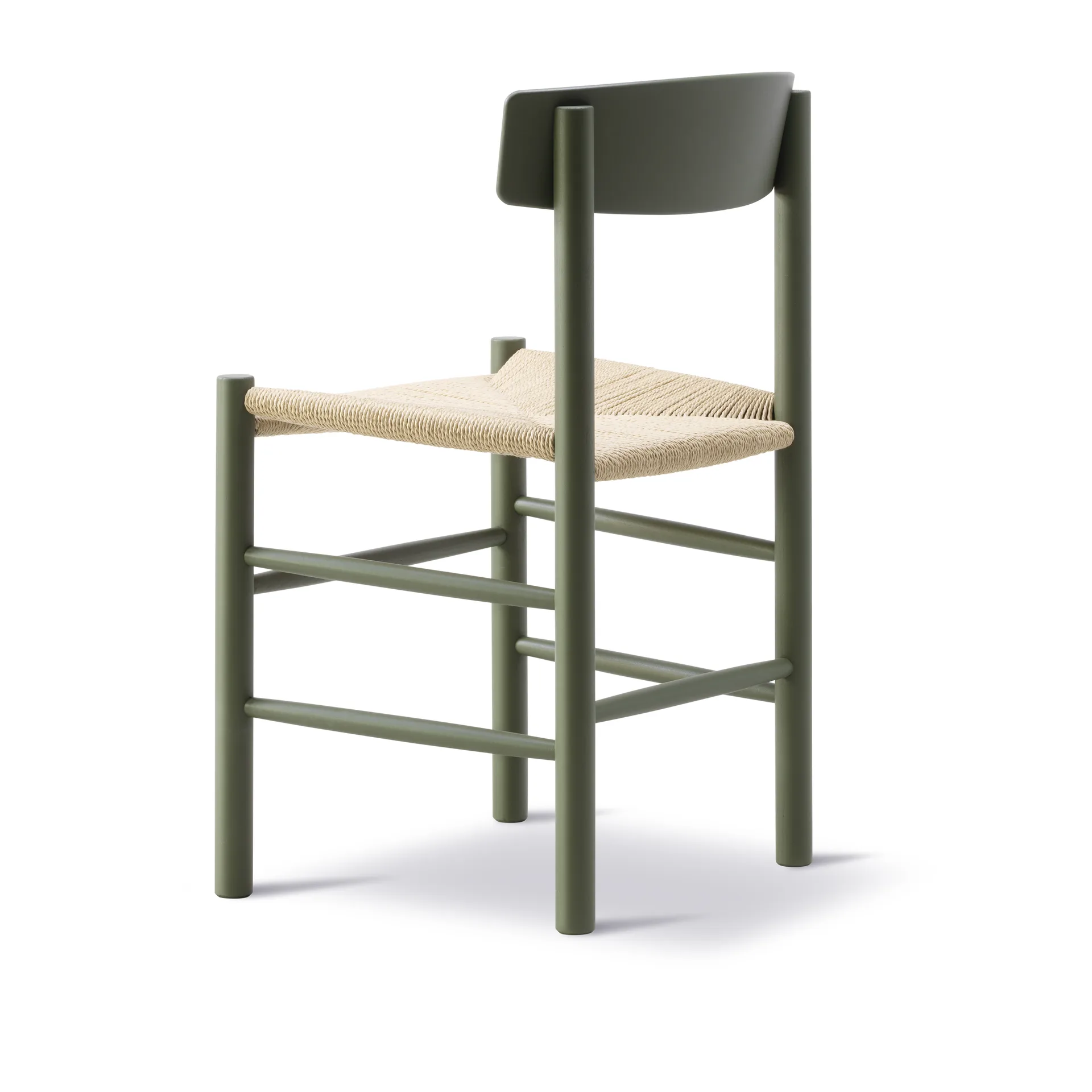 Silla J39, Khaki green-trenzado natural Fredericia Furniture