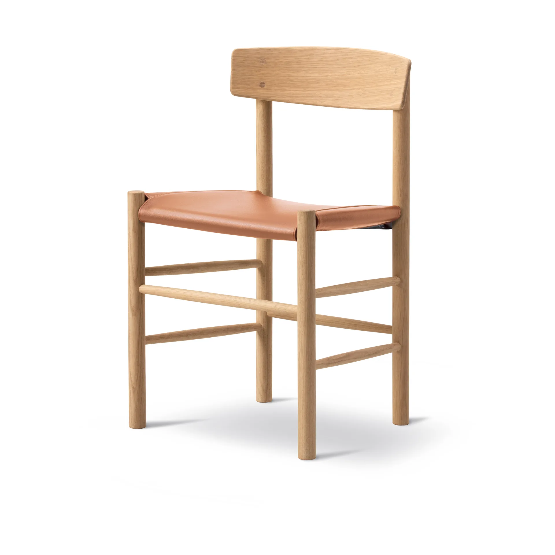 Silla J39, Roble aceitado claro-cuero Omni 307 Cognac Fredericia Furniture