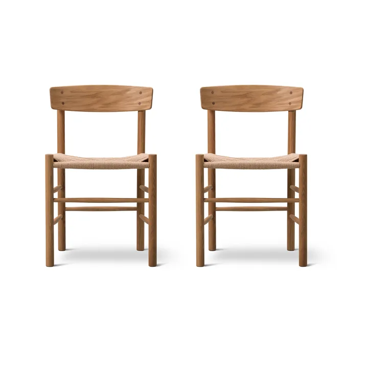 Silla J39, Roble aceitado-trenzado natural, pack de 2 - Fredericia Furniture