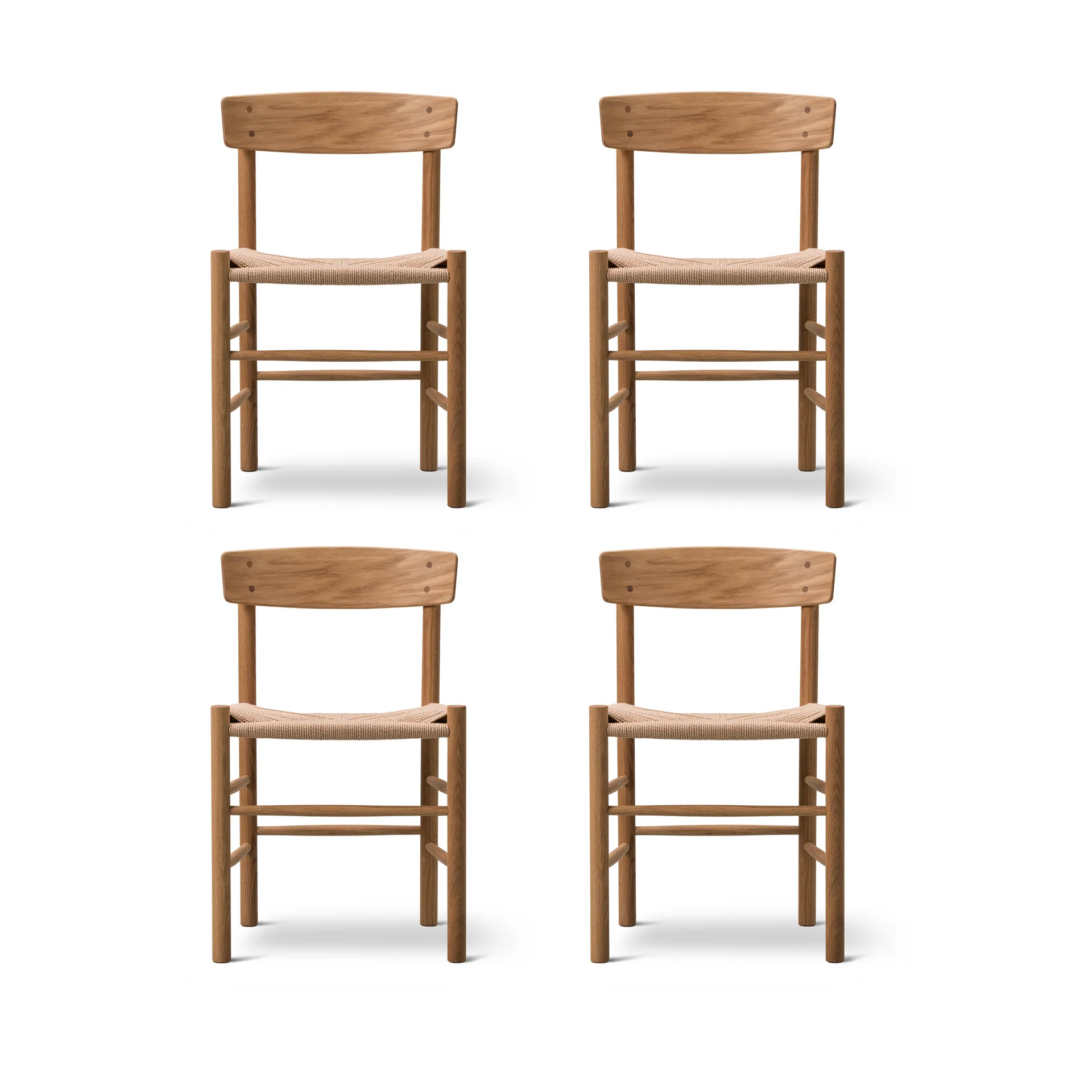 Silla J39, Roble aceitado-trenzado natural, pack de 4,  Fredericia Furniture