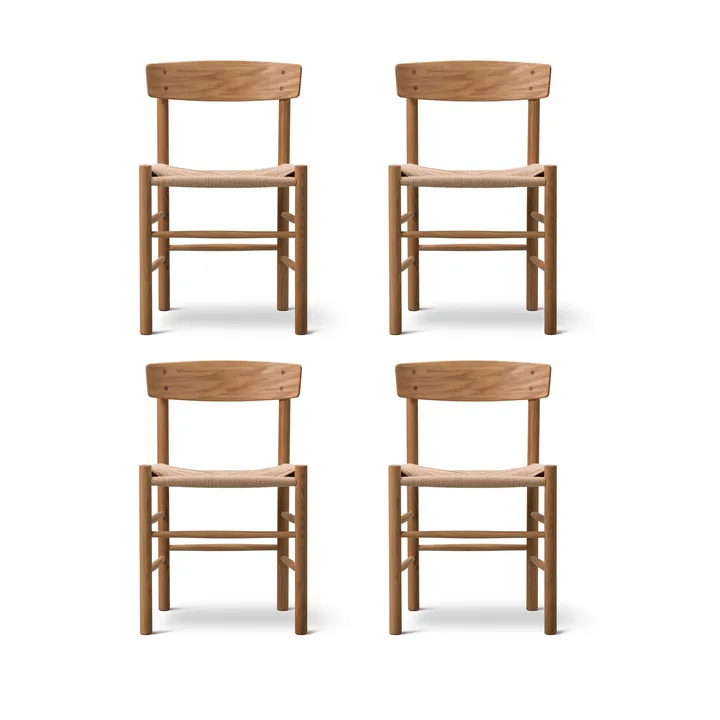 Silla J39, Roble aceitado-trenzado natural, pack de 4 - Fredericia Furniture
