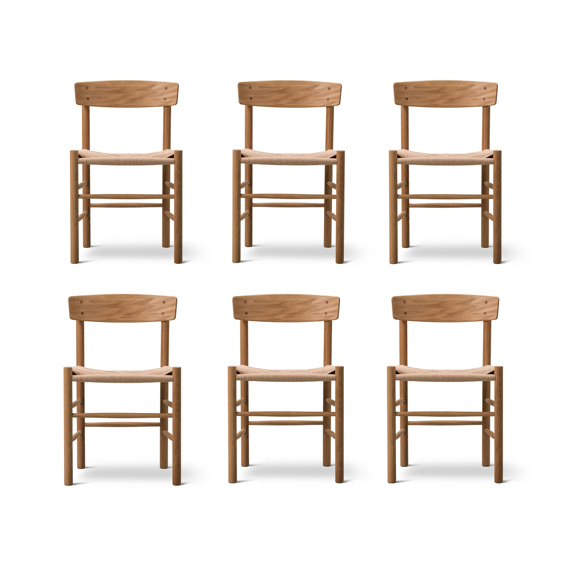 Silla J39, Roble aceitado-trenzado natural, pack de 6 Fredericia Furniture