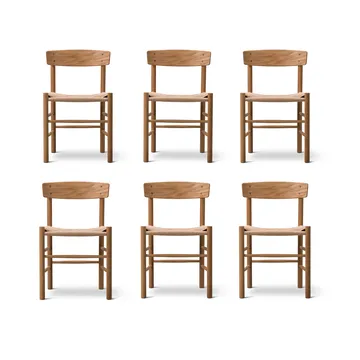 Silla J39, Roble aceitado-trenzado natural, pack de 6 - Fredericia Furniture