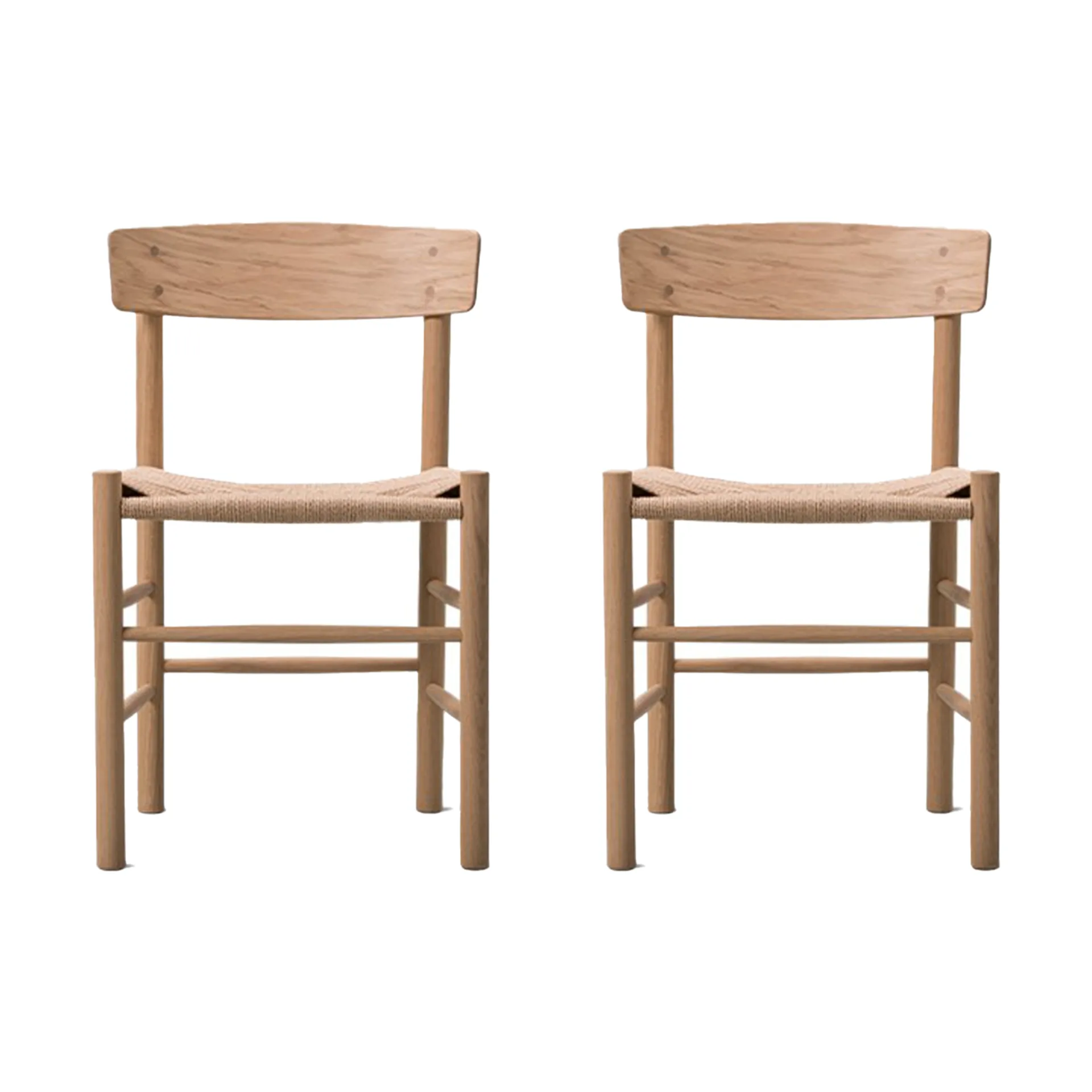 Silla J39, Roble claro aceitado–trenzado natural, pack de 2,  Fredericia Furniture