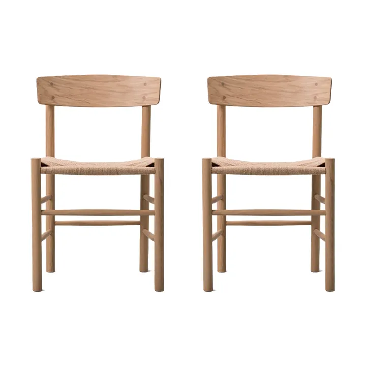 Silla J39, Roble claro aceitado–trenzado natural, pack de 2 - Fredericia Furniture