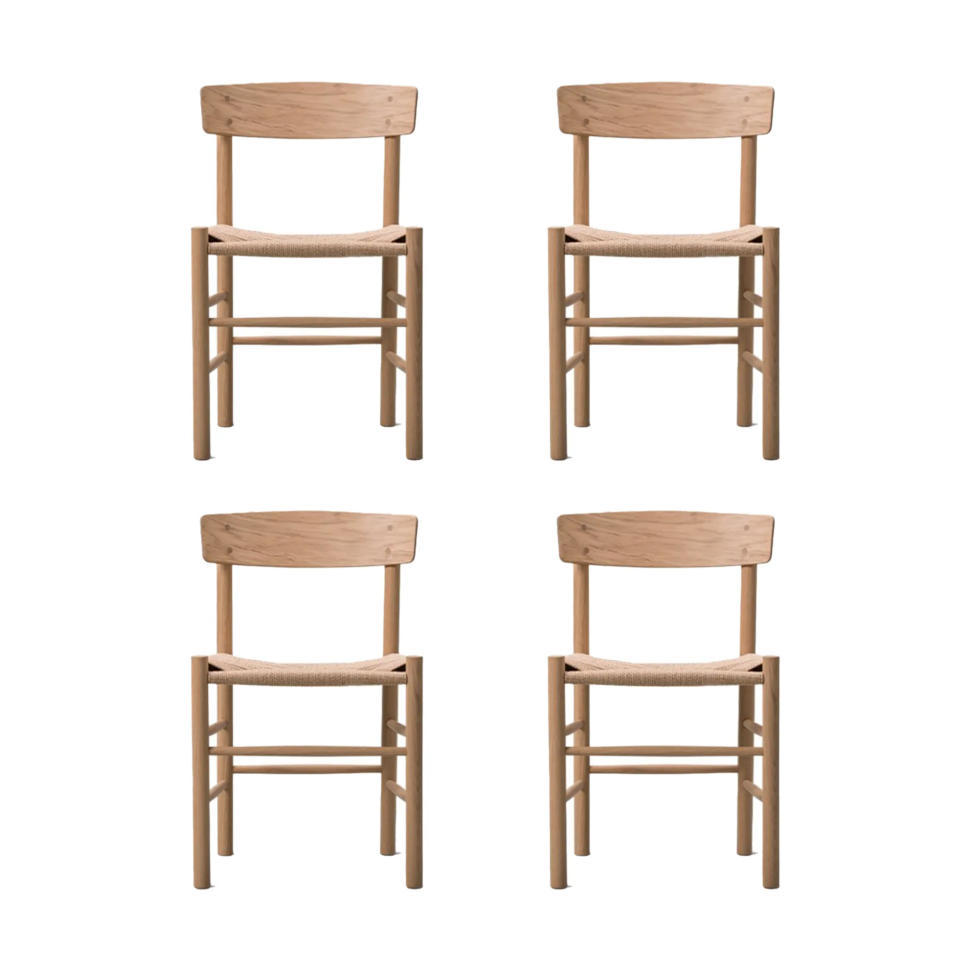 Silla J39, Roble claro aceitado–trenzado natural, pack de 4,  Fredericia Furniture