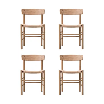 Silla J39, Roble claro aceitado–trenzado natural, pack de 4 - Fredericia Furniture