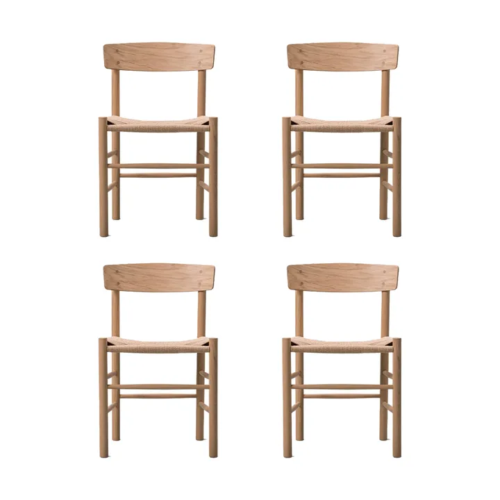 Silla J39, Roble claro aceitado–trenzado natural, pack de 4 - Fredericia Furniture