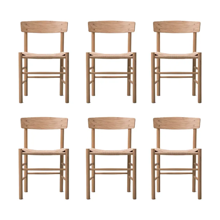 Silla J39, Roble claro aceitado–trenzado natural, pack de 6 - Fredericia Furniture
