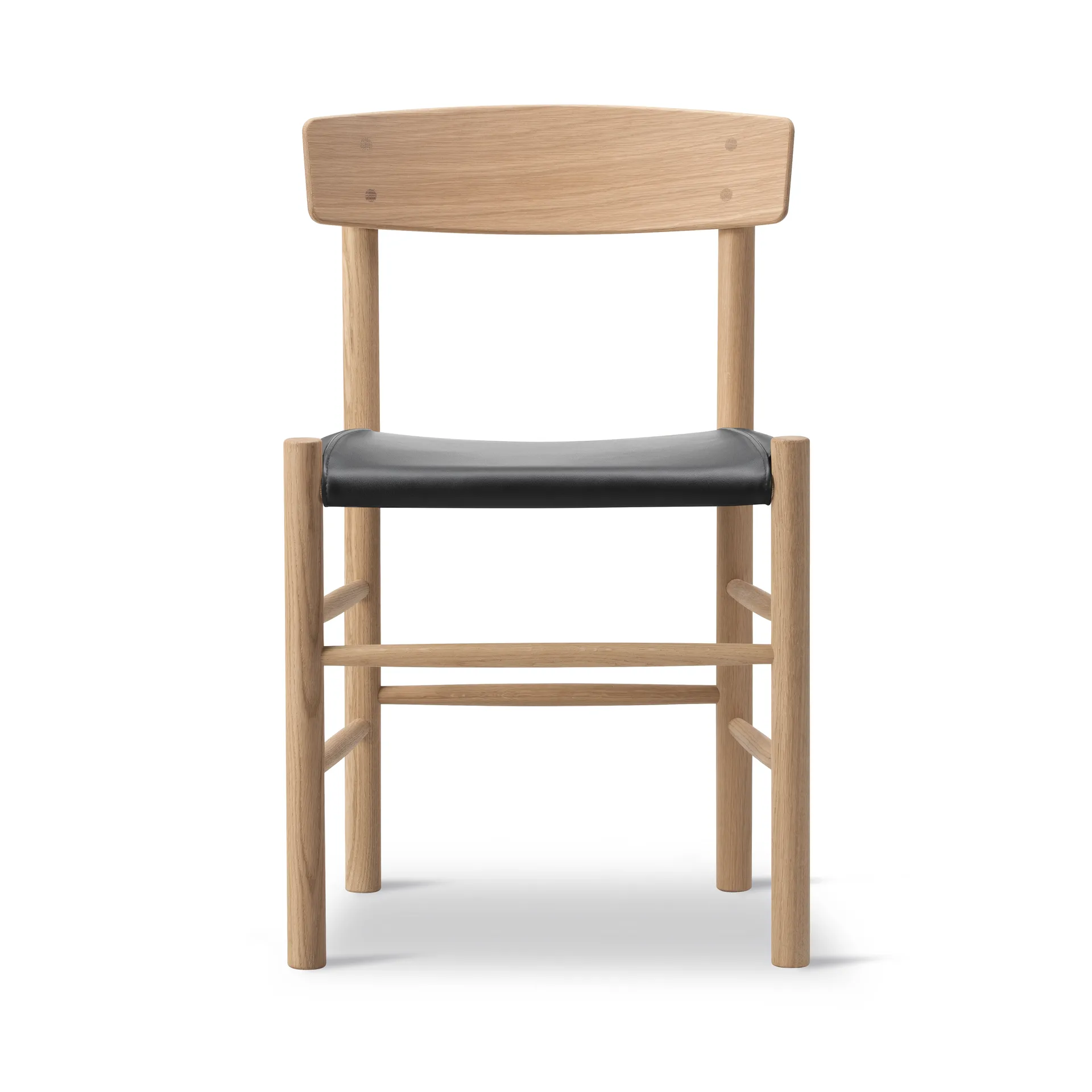 Silla J39, Roble enjabonado-cuero Omni 301 Negro Fredericia Furniture