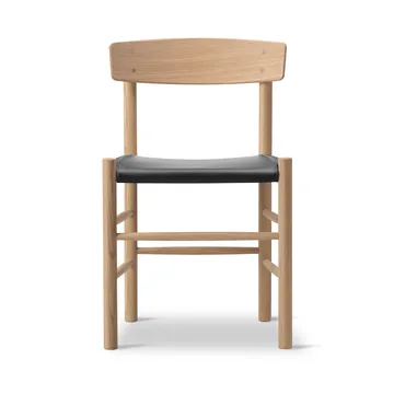 Silla J39 - Roble enjabonado-cuero Omni 301 Negro - Fredericia Furniture