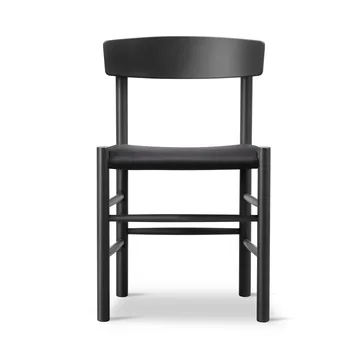 Silla J39 - Roble lacado en negro-lona negra - Fredericia Furniture