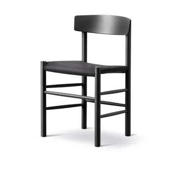 Silla J39 - Roble lacado en negro-lona negra - Fredericia Furniture