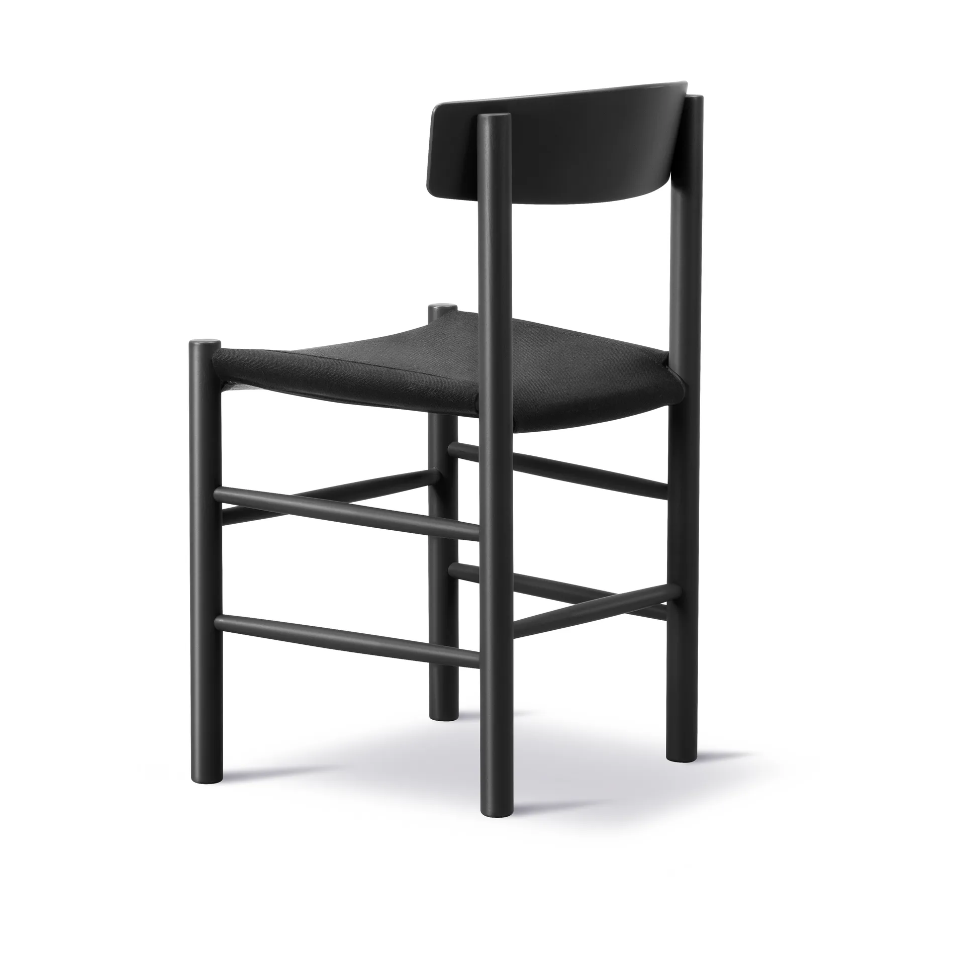 Silla J39, Roble lacado en negro-lona negra Fredericia Furniture