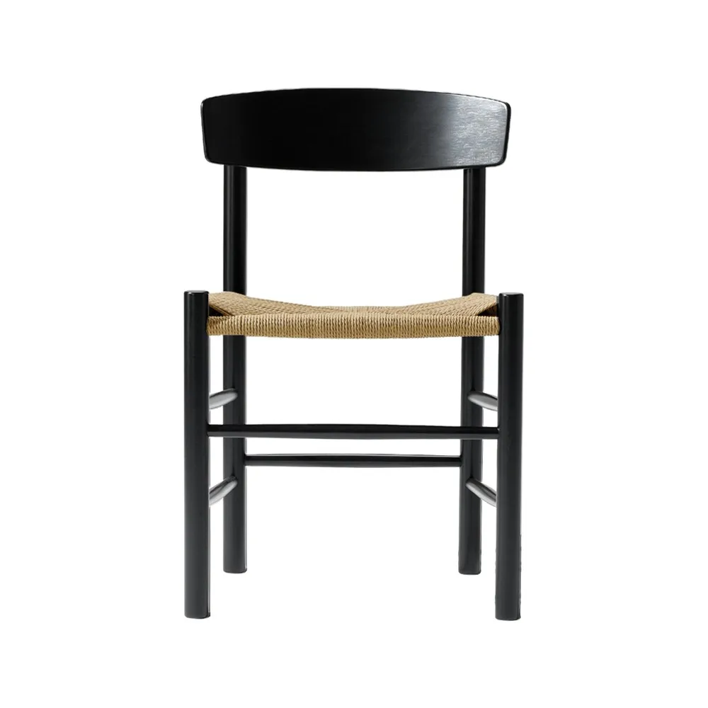Silla J39, Roble lacado negro - trenzado natural Fredericia Furniture