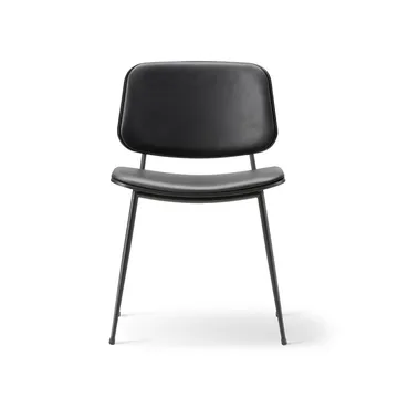 Silla metálica Søborg 3062 totalmente tapizada - Cuero Omni 301 negro-negro - Fredericia Furniture
