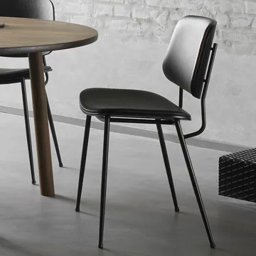 Silla metálica Søborg 3062 totalmente tapizada - Cuero Omni 301 negro-negro - Fredericia Furniture