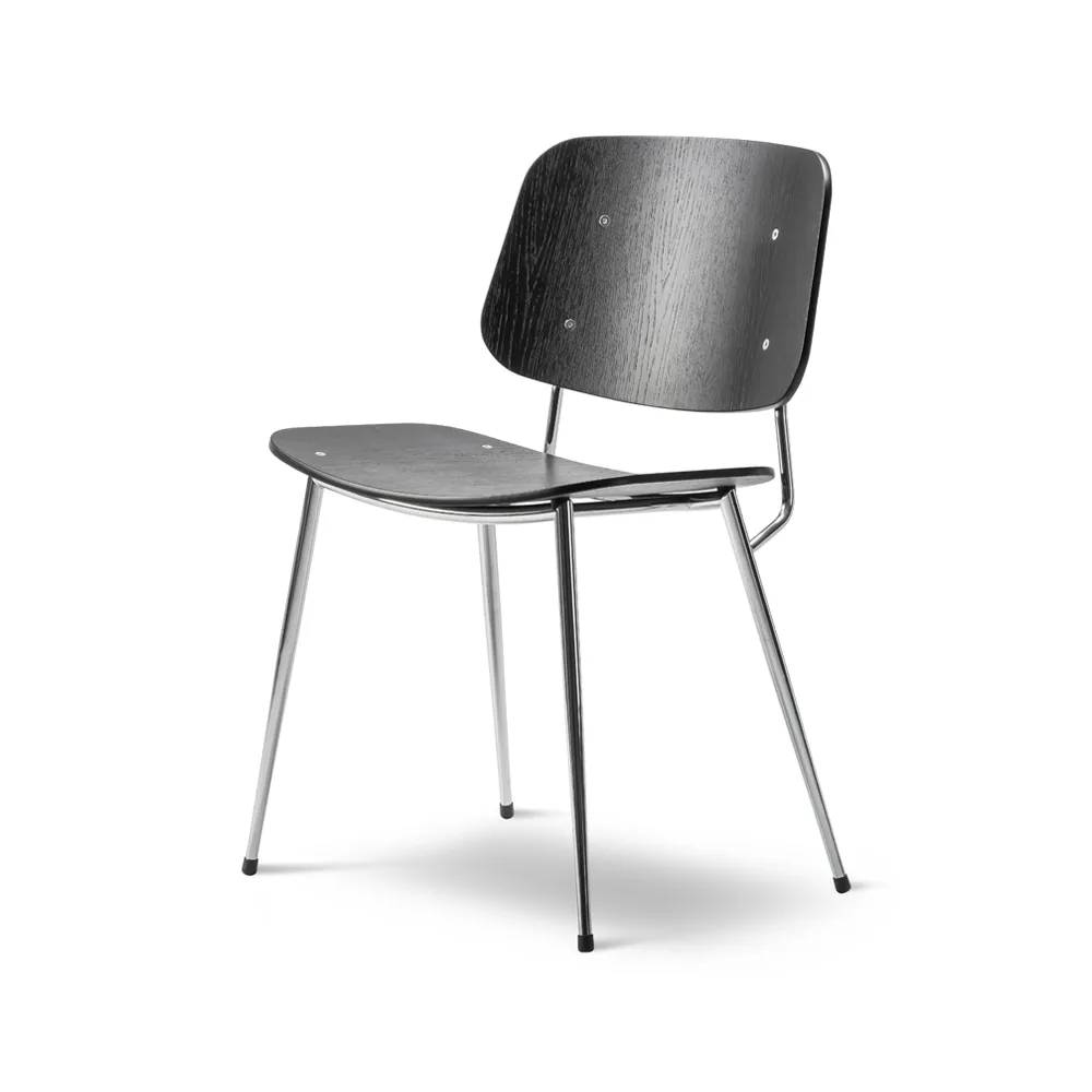 Silla Søborg Metal, Negro - estructura cromada Fredericia Furniture