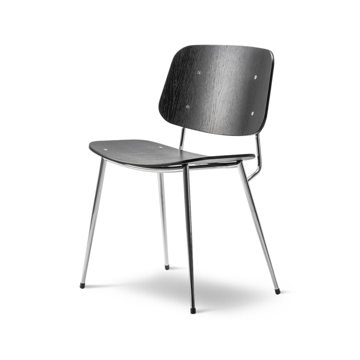 Silla Søborg Metal - Negro - estructura cromada - Fredericia Furniture