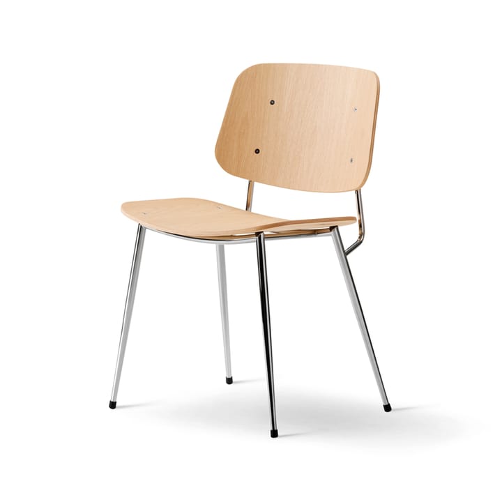 Silla Søborg Metal - Roble lacado - estructura cromada - Fredericia Furniture